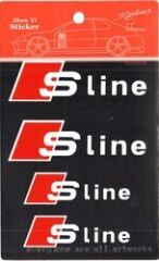 Audi Sline  Uyumlu Yedek Parça Sticker 4 Adet Beyaz