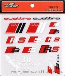 Audi RS Uyumlu Yedek Parça Sticker 15 Adet
