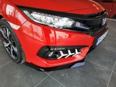 Honda Civic FC5 Uyumlu Yedek Parça 2016-2020 Çıkıntılı Ön Flap Piano Black Dizayn B
