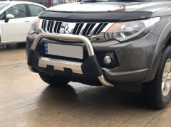Mitsubishi L200 2007+ Off Road Krom Poliüretan Ön Koruma Ön Tampon Koruma Demiri Amazonplus AQM4WD PWT15