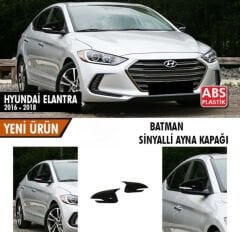 Hyundai Elantra 2016-2018 Batman Yarasa Ayna Kapağı Sinyalli Piano Black
