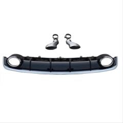 Audi A7 2016-2018 İçin Uyumlu Yedek Parça RS7 Difüzör ( Siyah - Gri Çizgi)