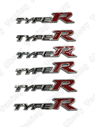 TypeR Siyah-Kırmızı Bagaj Logosu 6Lı