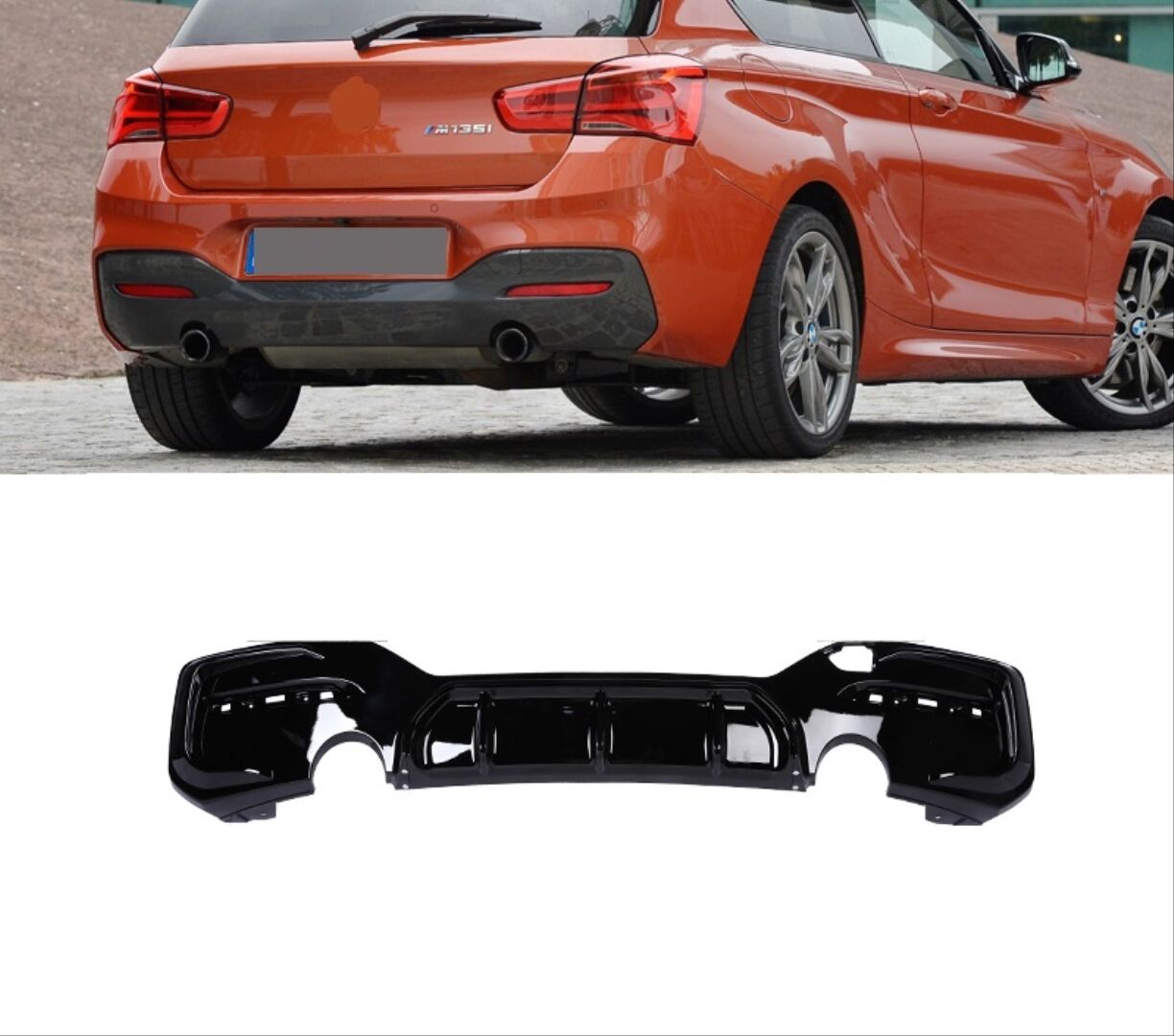 Bmw 1 Serisi F20 2015-2018 Uyumlu Yedek Parça LCI MT Tampon İçin Çift Çıkış Difüzör (Tekli Çıkış)
