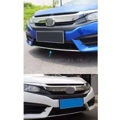 Honda Civic FC5 2016-2019 Makyajsız Kasa Ön Tampon Alt Krom Çıtası