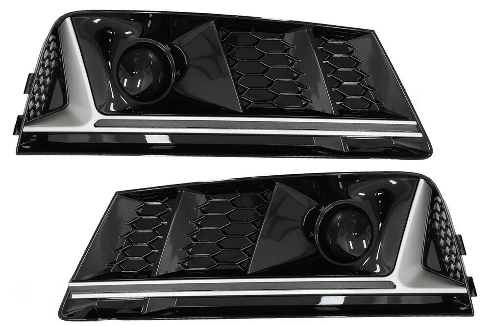 Audi A4 B9 Sedan 2016-2018 RS4 Dizayn S4 Tampon Uyumlu Yedek Parça Silver Mercekli Sis Kapağı