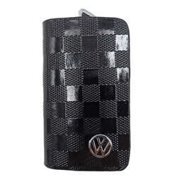 Volkswagen Uyumlu Yedek Parça Fermuarlı Parlak Deri Anahtar Kabı