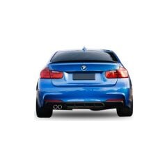 BMW F30 2012+ Uyumlu Yedek Parça M Performance Soldan Çift Çıkış Difüzör Plastik