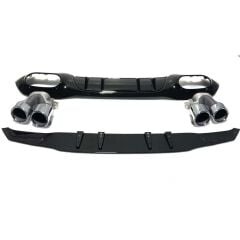 Mercedes A45 W177 HB 2019+ Uyumlu Yedek Parça Difüzör & Silver Egzoz Seti