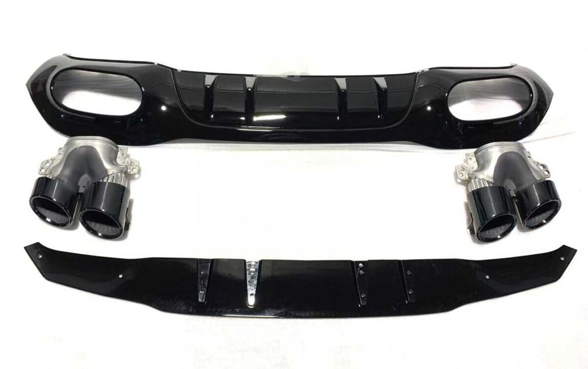 Mercedes A45 W177 HB 2019+ Uyumlu Yedek Parça Difüzör & Siyah Egzoz Seti