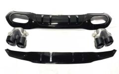 Mercedes A45 W177 HB 2019+ Uyumlu Yedek Parça Difüzör & Siyah Egzoz Seti