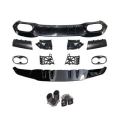 Mercedes A45 W177 Sedan 2019+ Uyumlu Yedek Parça Difüzör Silver Egzoz Seti