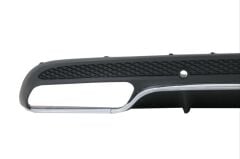 Mercedes Uyumlu Yedek Parça W205 C Serisi Gümüş (Silver) Difüzör ve Egzoz Seti (AMG Sedan - Krom Trim)