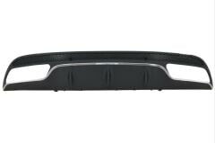 Mercedes Uyumlu Yedek Parça W205 C Serisi Gümüş (Silver) Difüzör ve Egzoz Seti (AMG Sedan - Krom Trim)