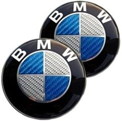 Bmw Uyumlu Yedek Parça Karbon Logo 7.0 x 7.0 Mavi Gri (AL-48)
