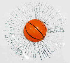 Basketbol Toplu 3 Boyutlu Kırık Cam Sticker