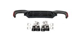 Bmw 5 Serisi G30 İçin Uyumlu Yedek Parça M5 Görünüm Difüzör Ve M5 Görünüm Egzoz Seti (Parlak Siyah Difüzör)