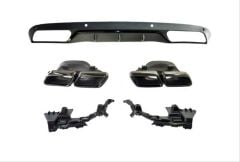 Mercedes W205 C63 Sedan Uyumlu Yedek Parça Siyah Difüzör Siyah Egzoz Seti