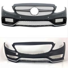 Mercedes W205 2014-2018 C63 Uyumlu Yedek Parça Ön Tampon & Panjur Seti (Siyah Trimler)