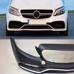 Mercedes W205 2014-2018 C63 Uyumlu Yedek Parça Ön Tampon & Panjur Seti (Siyah Trimler)