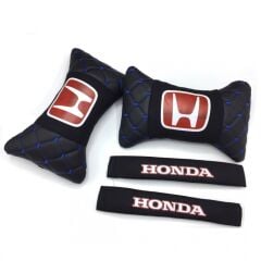 Honda Logolu Uyumlu Yedek Parça Boyun Yastığı ve Emniyet Kemer Kılıfı Siyah