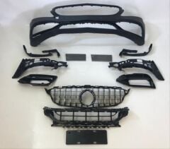 Mercedes W205 2014-2018 C63 Uyumlu Yedek Parça Ön Tampon & Panjur Seti (Siyah Trimler)