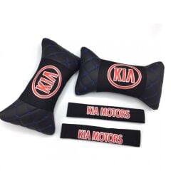 Kia Uyumlu Yedek Parça Logolu Boyun Yastığı ve Emniyet Kemer Kılıfı Siyah