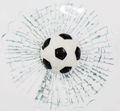 Futbol Toplu 3 Boyutlu Kırık Cam Sticker