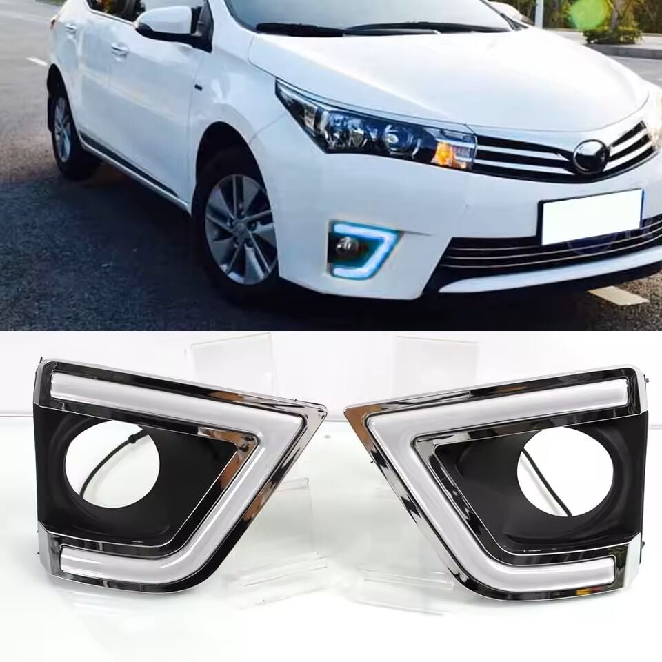 Toyota Corolla (2013-2016) Uyumlu LED Sis Farı Çerçevesi Gündüz Farı (DRL)