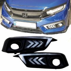 Honda Civic FC5 Uyumlu Yedek Parça Ön Sis Gündüz Farı Ledli DRL Ok Dizayn Kayarlı