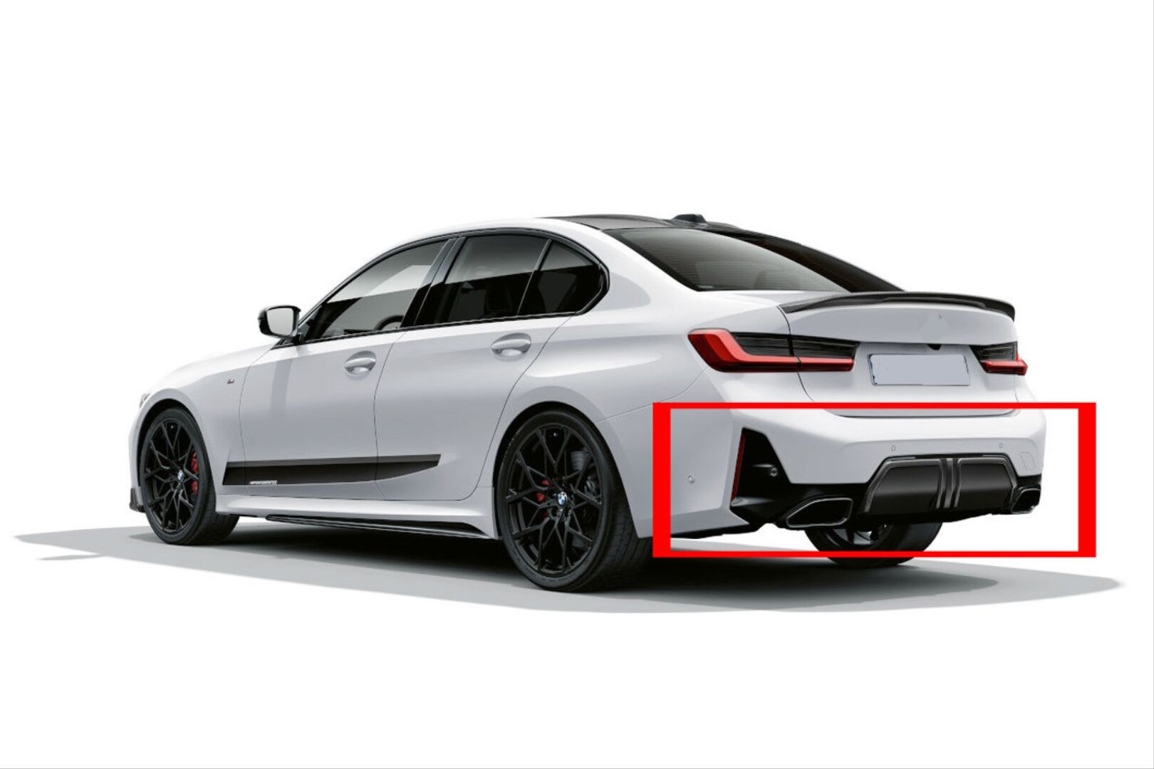 BMW G20 LCI 3 Serisi 2022+ Uyumlu Yedek Parça 3.40 Difüzör ve Egzoz Seti (Parlak Siyah) M-Tech İçin