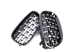 Bmw 5 Serisi E60 2004-2009 İçin Uyumlu Yedek Parça Diamond Panjur (Böbrek ) Piano Black Çerçeve