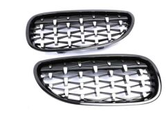 Bmw 5 Serisi E60 2004-2009 İçin Uyumlu Yedek Parça Diamond Panjur (Böbrek ) Piano Black Çerçeve