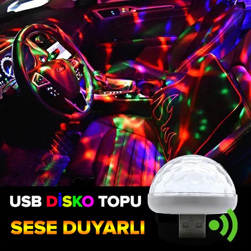 Disko Topu – Araç içi RGB Aydınlatma USB Girişli