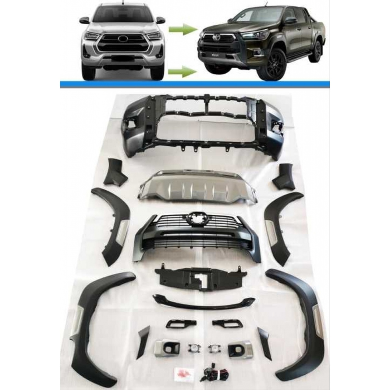 Toyota Hilux Revo 2020+ İçin 2021 Rocco Facelift Body Kit