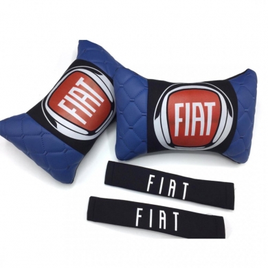 Fiat Logolu Boyun Yastığı ve Emniyet Kemer Kılıfı Mavi Siyah