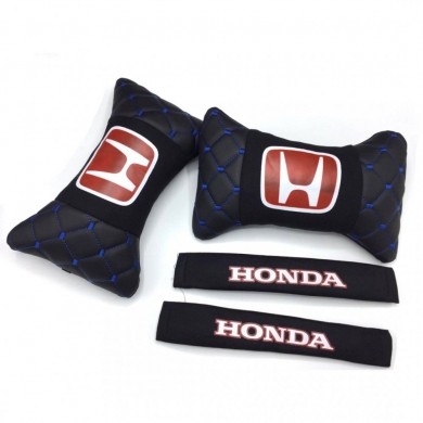 Honda Logolu Uyumlu Yedek Parça Boyun Yastığı ve Emniyet Kemer Kılıfı Siyah