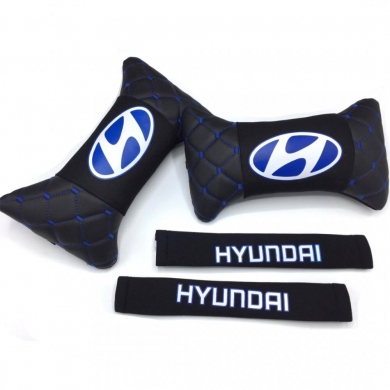 Hyundai Logolu Boyun Yastığı ve Emniyet Kemer Kılıfı Siyah