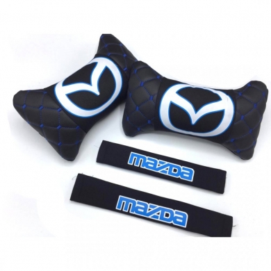 Mazda Logolu Boyun Yastığı ve Emniyet Kemer Kılıfı Siyah