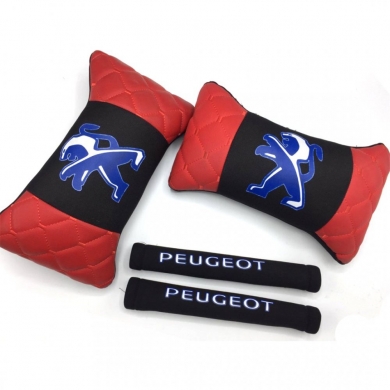 Peugeot Logolu Boyun Yastığı ve Emniyet Kemer Kılıfı Kırmızı