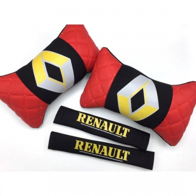 Renault Logolu Boyun Yastığı ve Emniyet Kemer Kılıfı Kırmızı Siyah