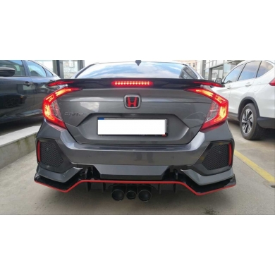 Honda Civic Fc5 Uyumlu Yedek Parça 2016-2020 Turbo SI Spoiler Işıklı (Boyasız)