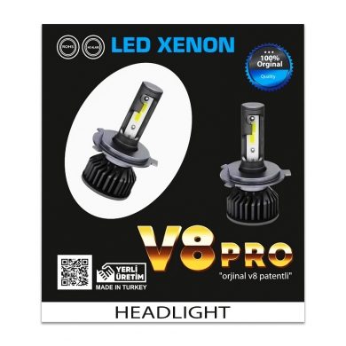 V8Pro H4 Led Xenon Beyaz 12V / 50W / 8000 Lumens