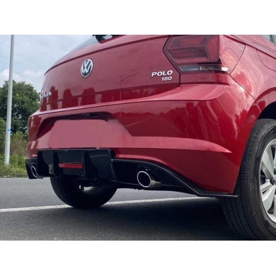 Volkswagen Polo Uyumlu Yedek Parça 2018+ MK6 Çift Egzoz Difüzör Piano Black