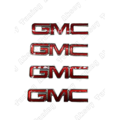 GMC Yapıştırma Bagaj Logosu 4Lü Kırmızı