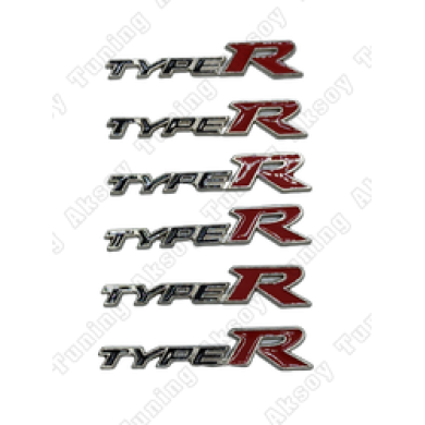 TypeR Siyah-Kırmızı Bagaj Logosu 6Lı