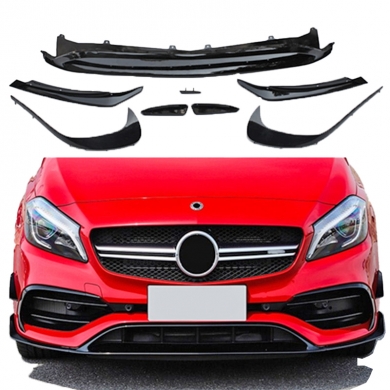Mercedes W176 A serisi Amg A45 2012 - 2015 Uyumlu Yedek Parça Ön Tampon Splitter ( 6 Parça ) Plastik Boyasız