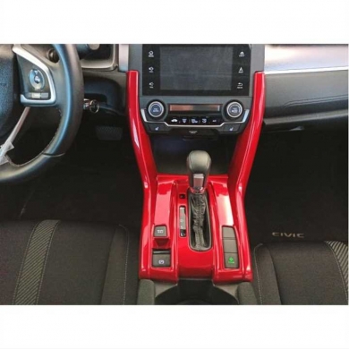 Honda Civic Fc5 Uyumlu Yedek Parça 2016-2020 Yeni Stil Vites Konsol Kaplama Kırmızı