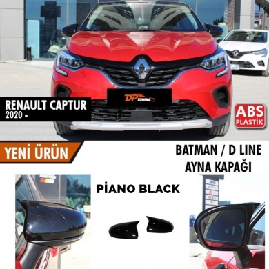 Renault Captur 2020+ Batman Yarasa Ayna Kapağı Sinyalli Piano Black