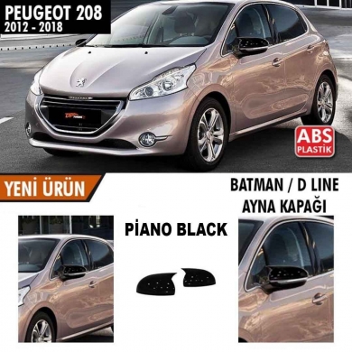 Peugeot 208 2012-2018 Batman Yarasa Ayna Kapağı Sinyalli Piano Black